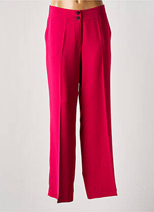 Pantalon droit fermeture zippée sous rabat boutonné rose EVA KAYAN femme