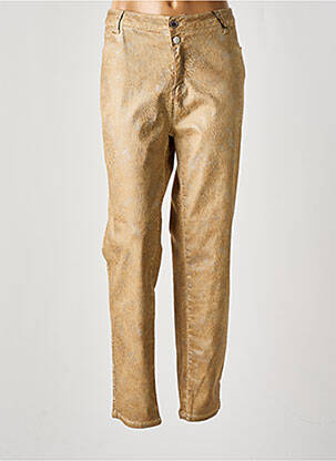 Pantalon droit fermeture zippée sous rabat boutonné beige EVA KAYAN femme