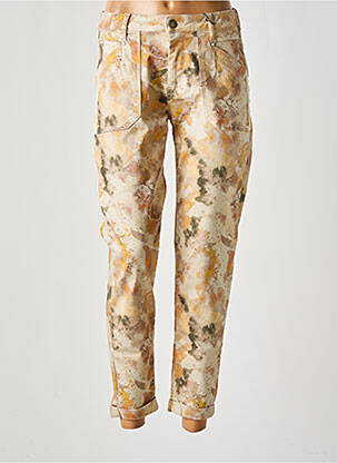 Pantalon 7/8 fermeture zippée sous rabat boutonné beige EVA KAYAN femme