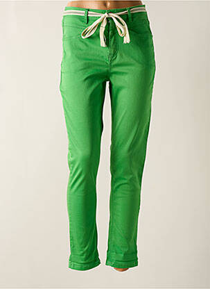 Pantalon slim taille haute taille haute vert GEISHA femme