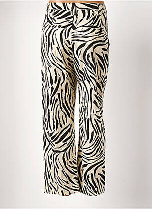 Pantalon droit tissage popeline taille haute beige MANGO femme