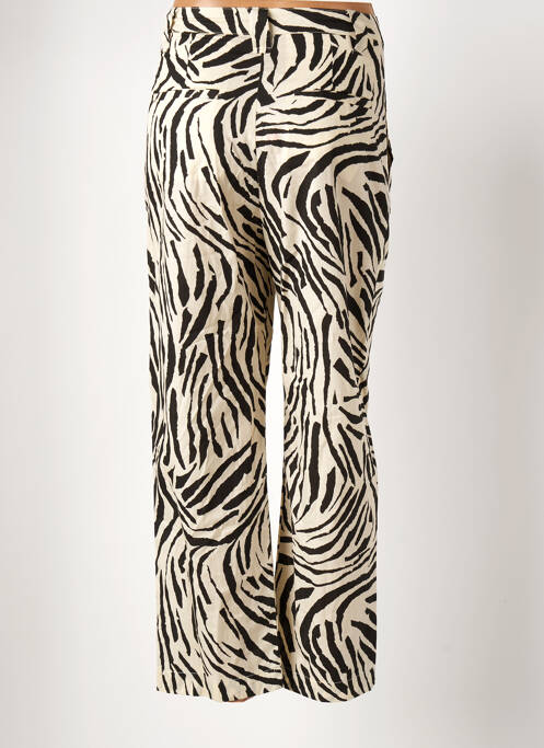 Pantalon droit tissage popeline taille haute beige MANGO femme