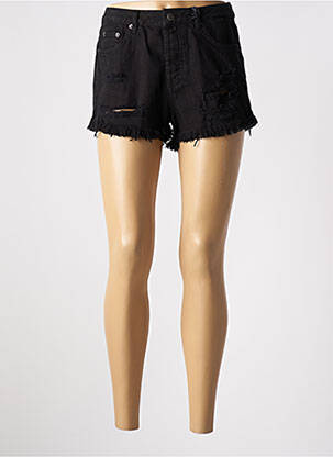 Short fermeture zippée sous rabat boutonné noir SUBDUED femme