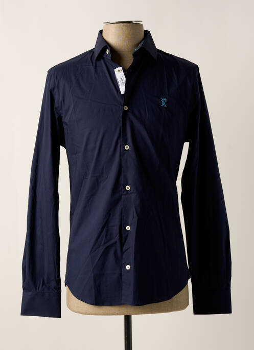 Chemise manches longues bleu VICOMTEA pour homme