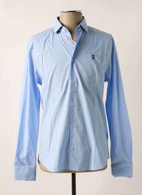 Chemise manches longues bleu VICOMTEA pour homme