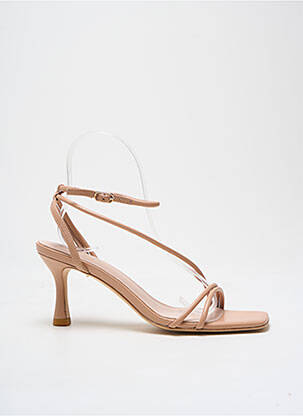 Sandales/nu pieds tissage satiné talon de 4 à 6cm beige MI/MAI femme
