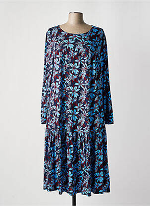 Robe mi-longue imprimé fleurs manches longues bleu SHEEGO femme