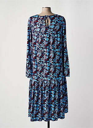 Robe mi-longue imprimé fleurs manches longues bleu SHEEGO femme