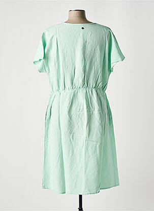 Robe mi-longue tissage crêpe manches courtes vert SHEEGO femme