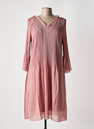 Robe mi-longue coupe fluide manches longues rose SHEEGO femme