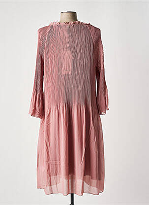 Robe mi-longue coupe fluide manches longues rose SHEEGO femme