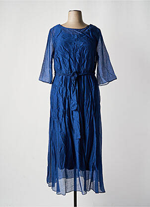 Robe longue tissage crêpe manches 3/4 bleu SHEEGO femme