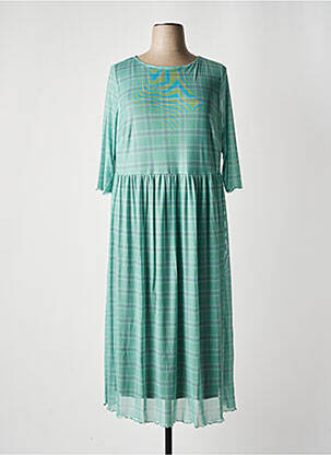 Robe longue coupe fluide manches 3/4 vert SHEEGO femme