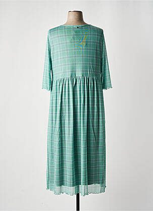 Robe longue coupe fluide manches 3/4 vert SHEEGO femme