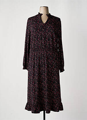 Robe mi-longue manches longues manches longues noir SHEEGO femme