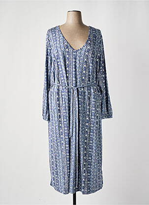 Robe longue imprimé fantaisie manches longues bleu SHEEGO femme