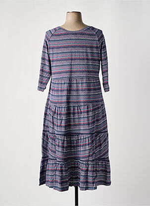 Robe longue coupe évasée manches 3/4 bleu SHEEGO femme