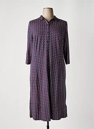 Robe mi-longue imprimé fleurs manches longues bleu SHEEGO femme