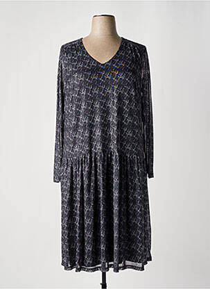 Robe mi-longue coupe fluide manches longues gris SHEEGO femme