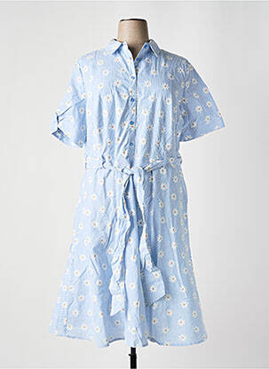 Robe mi-longue manches courtes manches courtes bleu SHEEGO femme