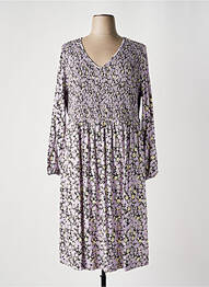 Robe mi-longue imprimé fleurs manches longues violet SHEEGO femme