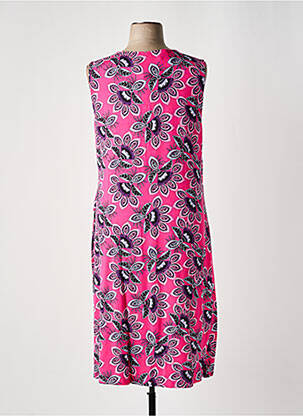 Robe mi-longue imprimé fleurs sans manche rose SHEEGO femme