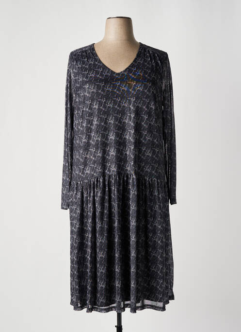 Robe mi-longue coupe fluide manches longues gris SHEEGO femme