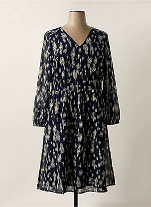 Robe mi-longue coupe fluide manches longues bleu SHEEGO femme