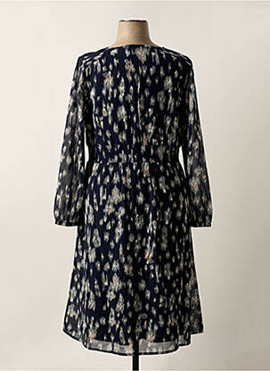 Robe mi-longue coupe fluide manches longues bleu SHEEGO femme