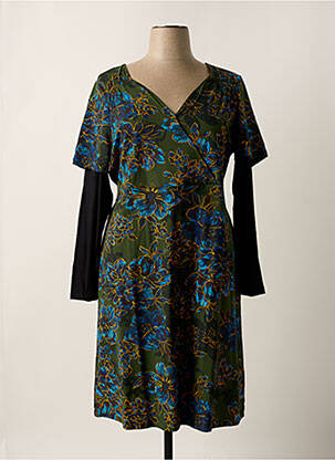 Robe mi-longue manches longues manches longues vert SHEEGO femme