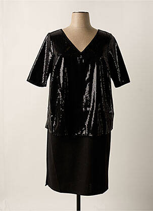 Robe mi-longue manches courtes manches courtes noir SHEEGO femme