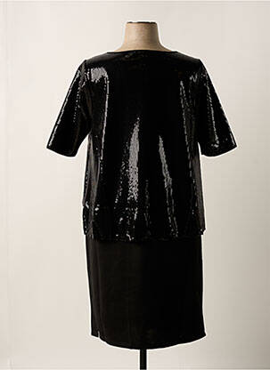 Robe mi-longue manches courtes manches courtes noir SHEEGO femme