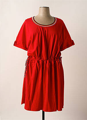 Robe mi-longue manches courtes manches courtes rouge SHEEGO femme