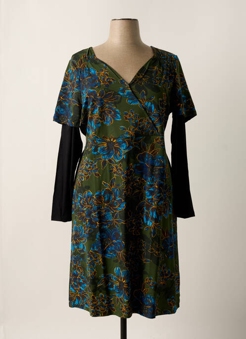 Robe mi-longue manches longues manches longues vert SHEEGO femme