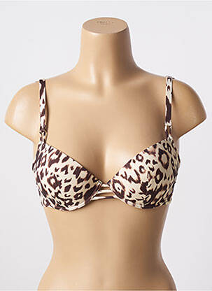 Haut de maillot de bain stretch haut soutien-gorge push-up beige ANTIGEL femme