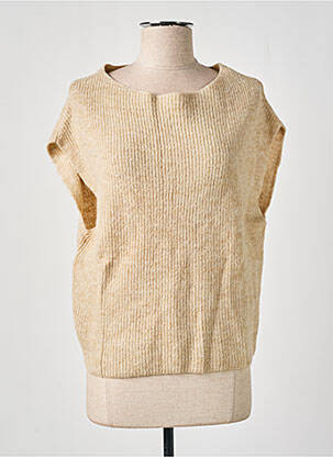 Pull tissage chiné sans manche beige ESPRIT femme