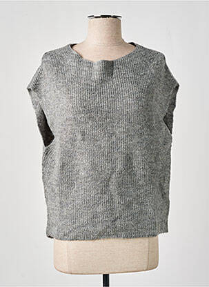 Pull tissage chiné sans manche gris ESPRIT femme