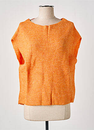 Pull tissage chiné sans manche orange ESPRIT femme