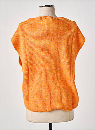 Pull tissage chiné sans manche orange ESPRIT femme