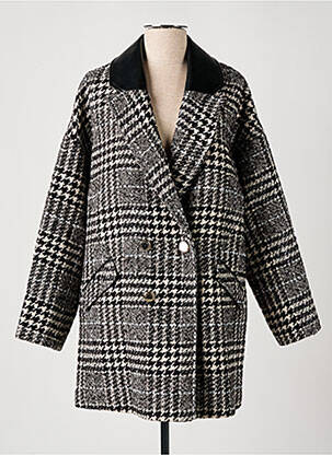 Manteau long coupe droite sans capuche noir MORGAN femme