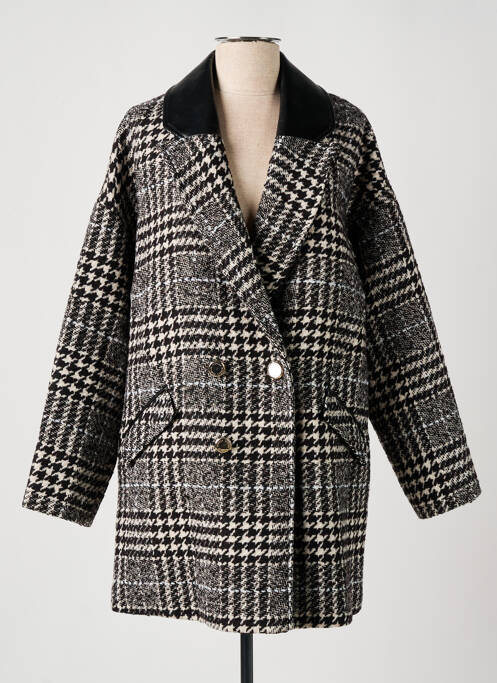 Manteau long coupe droite sans capuche noir MORGAN femme