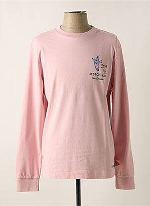 Sweat-shirt stretch manches longues rose MAISON SCOTCH homme