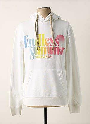 Sweat-shirt à capuche poches manches longues blanc MAISON SCOTCH homme