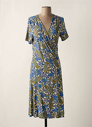 Robe mi-longue manches courtes manches courtes bleu GEISHA femme