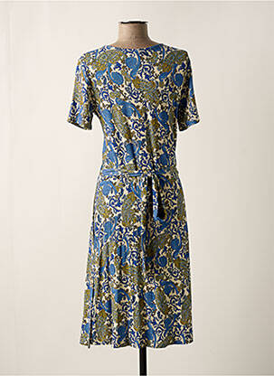 Robe mi-longue manches courtes manches courtes bleu GEISHA femme