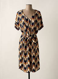Robe mi-longue imprimé fantaisie manches courtes bleu GEISHA femme