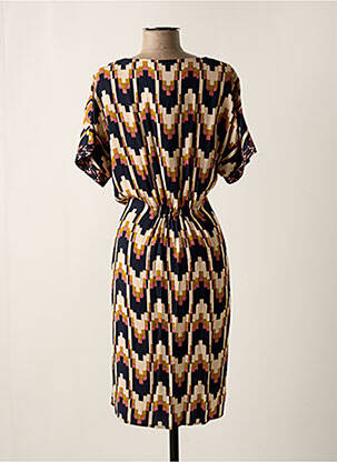 Robe mi-longue imprimé fantaisie manches courtes bleu GEISHA femme