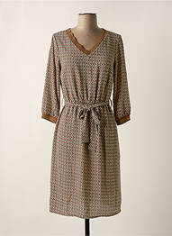 Robe mi-longue coupe fluide manches longues marron LA FEE MARABOUTEE femme