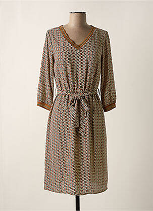 Robe mi-longue coupe fluide manches longues marron LA FEE MARABOUTEE femme