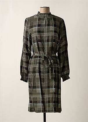 Robe mi-longue manches longues manches longues vert GEISHA femme